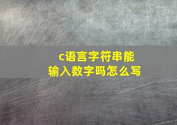 c语言字符串能输入数字吗怎么写