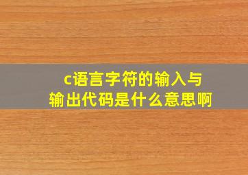 c语言字符的输入与输出代码是什么意思啊