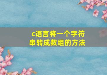 c语言将一个字符串转成数组的方法