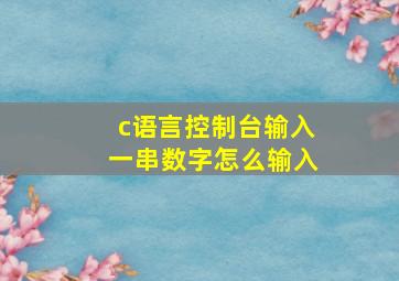 c语言控制台输入一串数字怎么输入