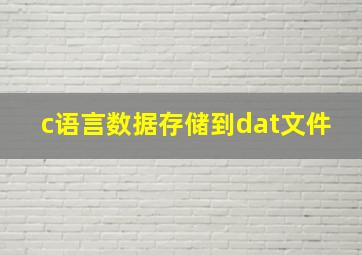 c语言数据存储到dat文件