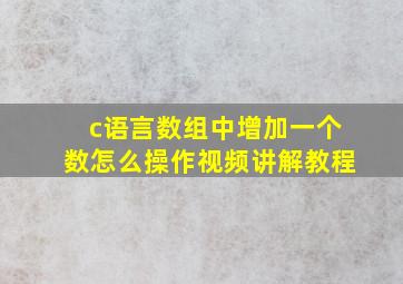 c语言数组中增加一个数怎么操作视频讲解教程