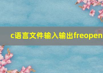 c语言文件输入输出freopen