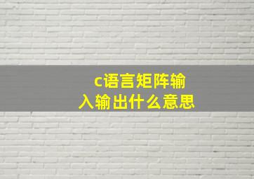 c语言矩阵输入输出什么意思