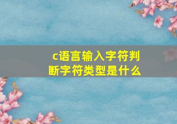 c语言输入字符判断字符类型是什么