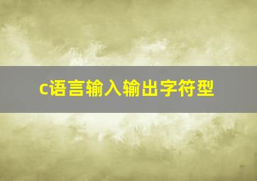 c语言输入输出字符型