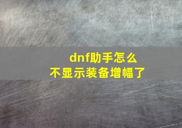 dnf助手怎么不显示装备增幅了