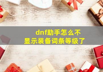 dnf助手怎么不显示装备词条等级了