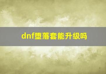 dnf堕落套能升级吗