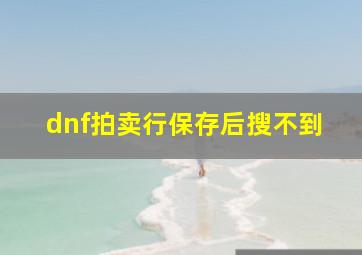 dnf拍卖行保存后搜不到