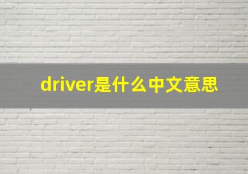 driver是什么中文意思