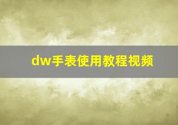 dw手表使用教程视频