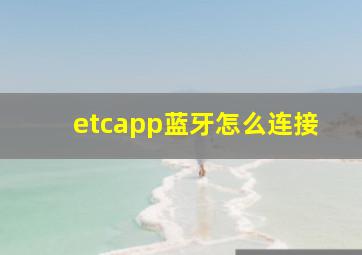 etcapp蓝牙怎么连接