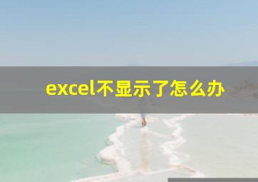 excel不显示了怎么办