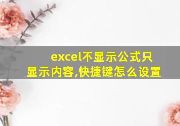 excel不显示公式只显示内容,快捷键怎么设置