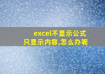 excel不显示公式只显示内容,怎么办呢