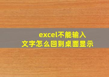 excel不能输入文字怎么回到桌面显示