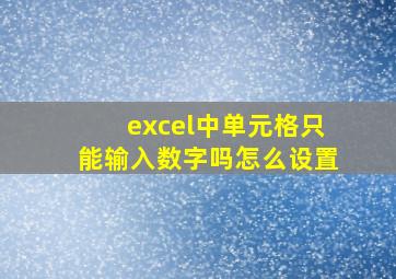 excel中单元格只能输入数字吗怎么设置