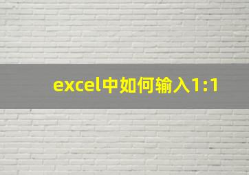 excel中如何输入1:1