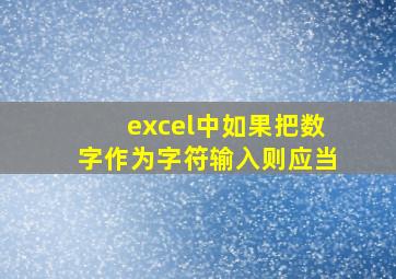 excel中如果把数字作为字符输入则应当