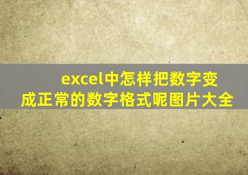 excel中怎样把数字变成正常的数字格式呢图片大全