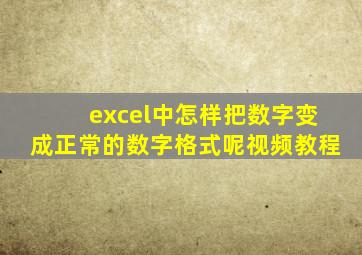 excel中怎样把数字变成正常的数字格式呢视频教程