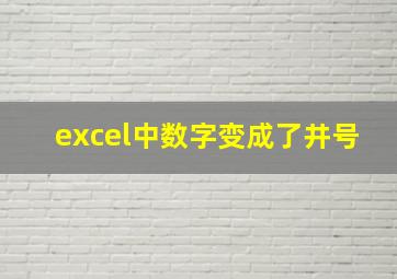 excel中数字变成了井号