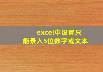 excel中设置只能录入5位数字或文本