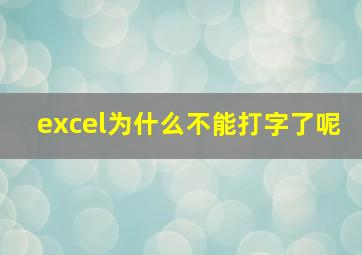 excel为什么不能打字了呢