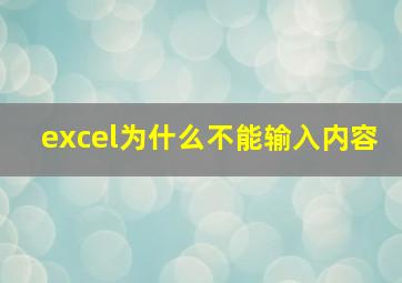 excel为什么不能输入内容