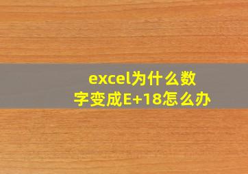 excel为什么数字变成E+18怎么办