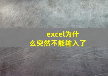 excel为什么突然不能输入了