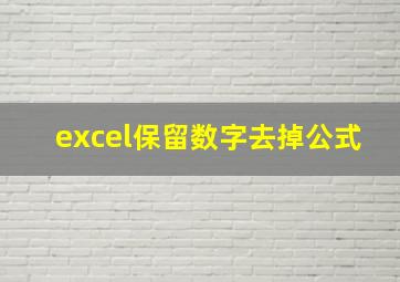 excel保留数字去掉公式