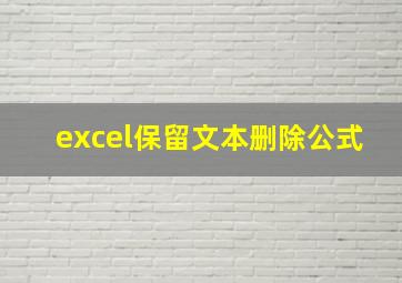 excel保留文本删除公式