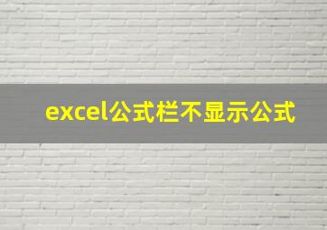 excel公式栏不显示公式