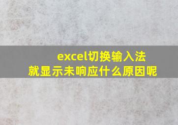 excel切换输入法就显示未响应什么原因呢