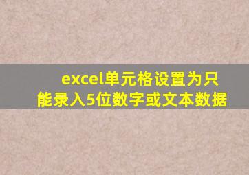 excel单元格设置为只能录入5位数字或文本数据