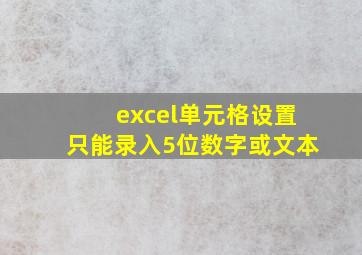 excel单元格设置只能录入5位数字或文本