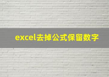 excel去掉公式保留数字