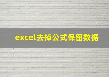 excel去掉公式保留数据