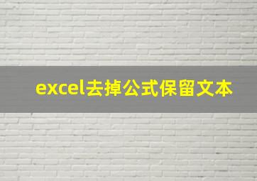 excel去掉公式保留文本