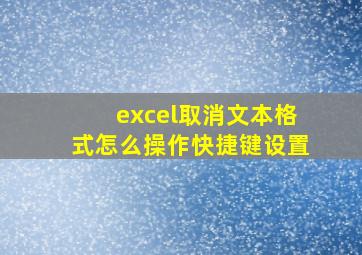 excel取消文本格式怎么操作快捷键设置