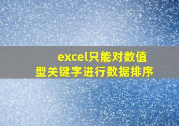 excel只能对数值型关键字进行数据排序