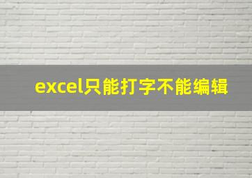 excel只能打字不能编辑