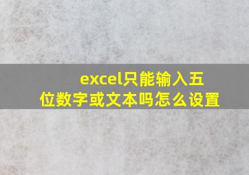 excel只能输入五位数字或文本吗怎么设置