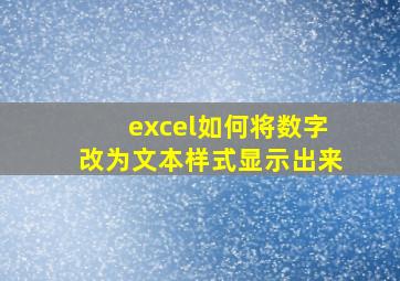 excel如何将数字改为文本样式显示出来