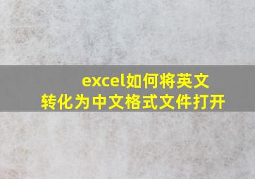 excel如何将英文转化为中文格式文件打开