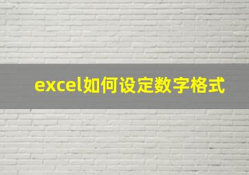 excel如何设定数字格式