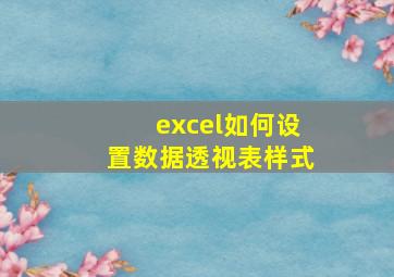 excel如何设置数据透视表样式