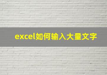 excel如何输入大量文字